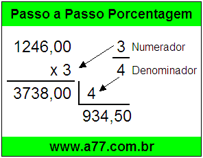 Quanto é 3/4 de R$ 1246,00