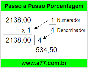 Quanto é 1/4 de R$ 2138,00