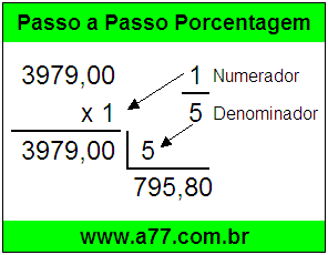 Quanto é 1/5 de R$ 3979,00