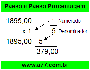 Quanto é 1/5 de R$ 1895,00