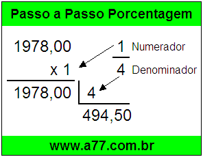 Quanto é 1/4 de R$ 1978,00