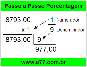 Quanto é 1/9 de R$ 8793,00