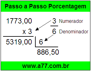 Quanto é 3/6 de R$ 1773,00