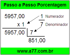 Quanto é 1/7 de R$ 5957,00