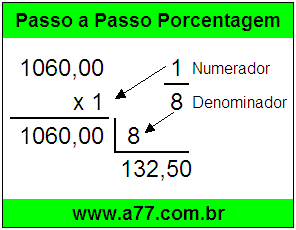 Quanto é 1/8 de R$ 1060,00