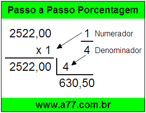 Quanto é 1/4 de R$ 2522,00