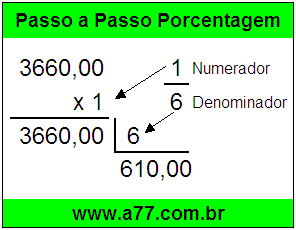 Quanto é 1/6 de R$ 3660,00