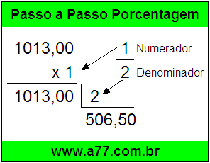 Quanto é 1/2 de R$ 1013,00