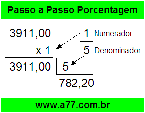 Quanto é 1/5 de R$ 3911,00