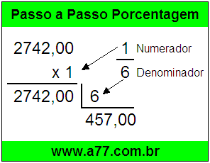 Quanto é 1/6 de R$ 2742,00