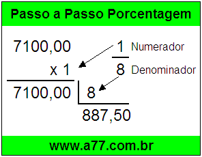 Quanto é 1/8 de R$ 7100,00