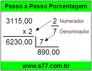 Quanto é 2/7 de R$ 3115,00