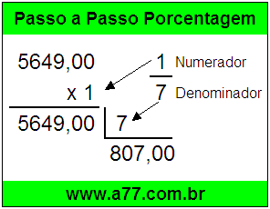 Quanto é 1/7 de R$ 5649,00