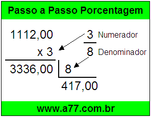 Quanto é 3/8 de R$ 1112,00