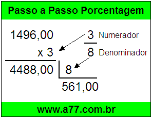 Quanto é 3/8 de R$ 1496,00