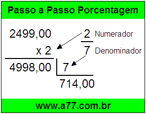 Quanto é 2/7 de R$ 2499,00