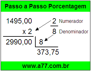 Quanto é 2/8 de R$ 1495,00