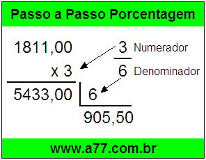 Quanto é 3/6 de R$ 1811,00