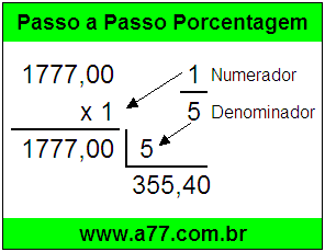 Quanto é 1/5 de R$ 1777,00