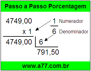 Quanto é 1/6 de R$ 4749,00