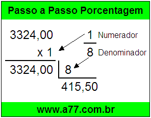 Quanto é 1/8 de R$ 3324,00