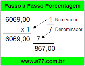 Quanto é 1/7 de R$ 6069,00