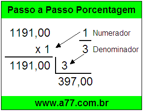 Quanto é 1/3 de R$ 1191,00