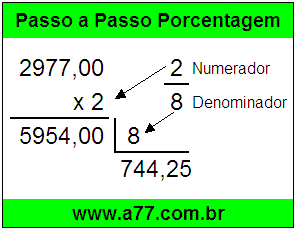 Quanto é 2/8 de R$ 2977,00