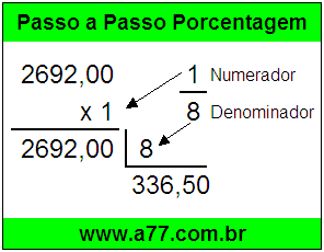 Quanto é 1/8 de R$ 2692,00