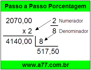 Quanto é 2/8 de R$ 2070,00