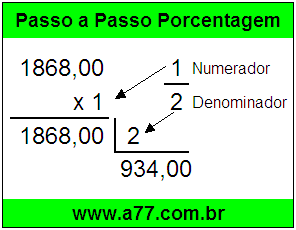 Quanto é 1/2 de R$ 1868,00