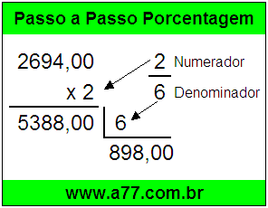 Quanto é 2/6 de R$ 2694,00