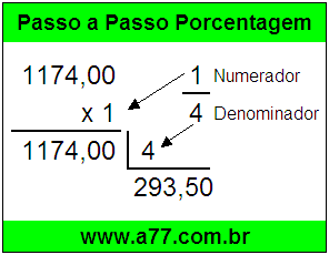 Quanto é 1/4 de R$ 1174,00