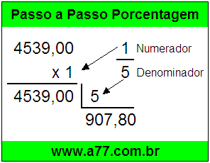 Quanto é 1/5 de R$ 4539,00