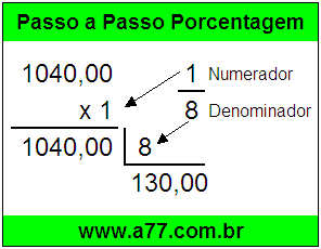 Quanto é 1/8 de R$ 1040,00