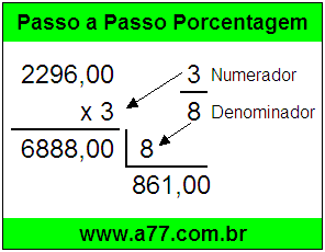 Quanto é 3/8 de R$ 2296,00