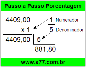 Quanto é 1/5 de R$ 4409,00