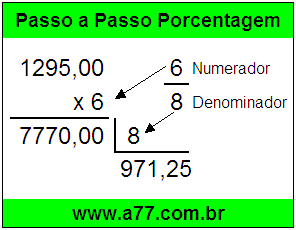 Quanto é 6/8 de R$ 1295,00