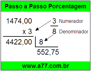 Quanto é 3/8 de R$ 1474,00