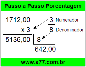 Quanto é 3/8 de R$ 1712,00