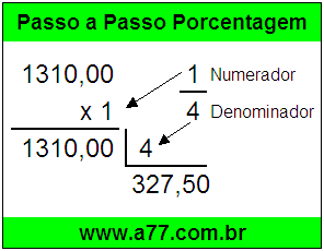 Quanto é 1/4 de R$ 1310,00