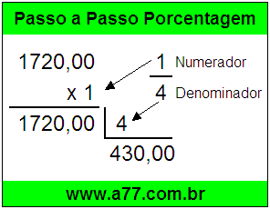 Quanto é 1/4 de R$ 1720,00