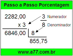 Quanto é 3/8 de R$ 2282,00