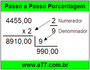 Quanto é 2/9 de R$ 4455,00