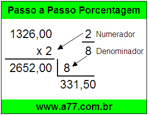 Quanto é 2/8 de R$ 1326,00