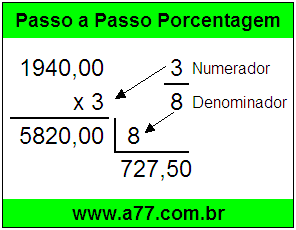 Quanto é 3/8 de R$ 1940,00