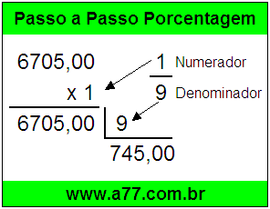 Quanto é 1/9 de R$ 6705,00