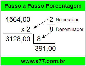 Quanto é 2/8 de R$ 1564,00