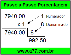 Quanto é 1/8 de R$ 7940,00