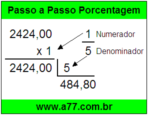 Quanto é 1/5 de R$ 2424,00